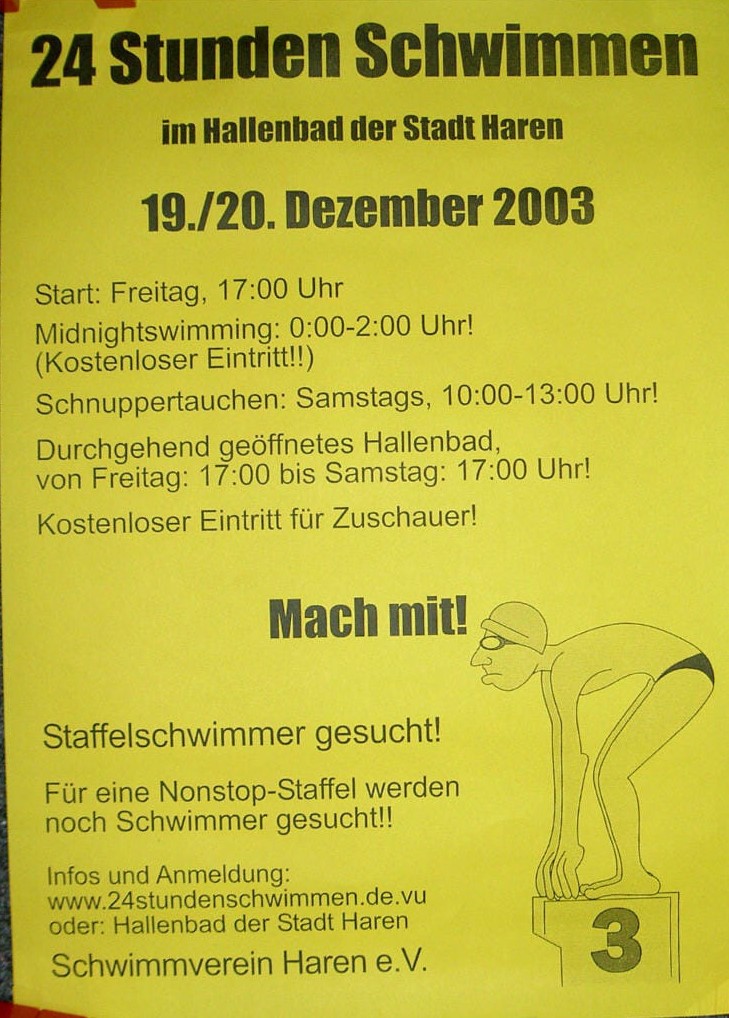 24h Schwimmen Plakat 2003